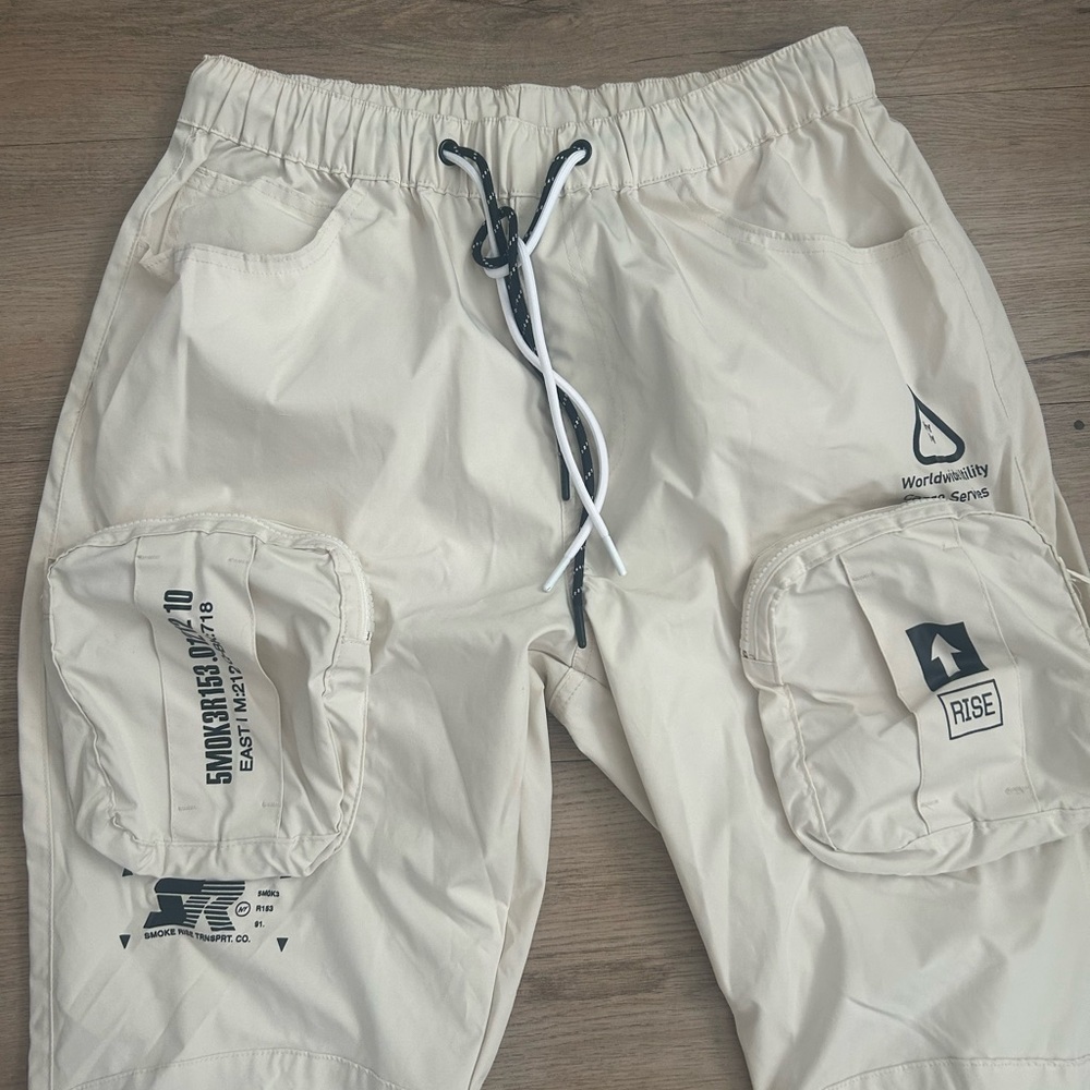 Beige Smoke Rise Cargo Joggers